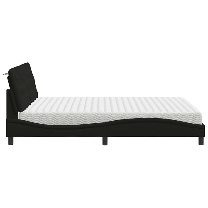 Pat cu saltea, negru, 160x200 cm, textil WALTI