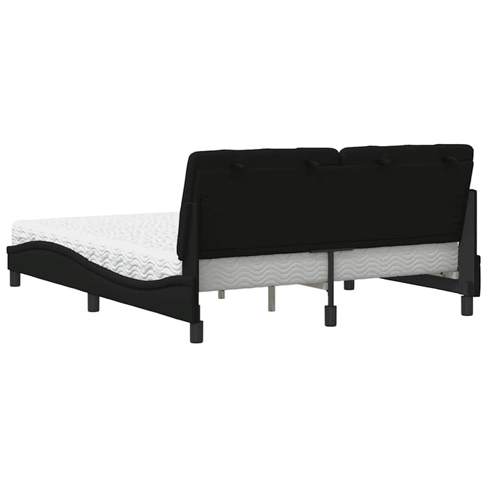 Pat cu saltea, negru, 160x200 cm, textil WALTI