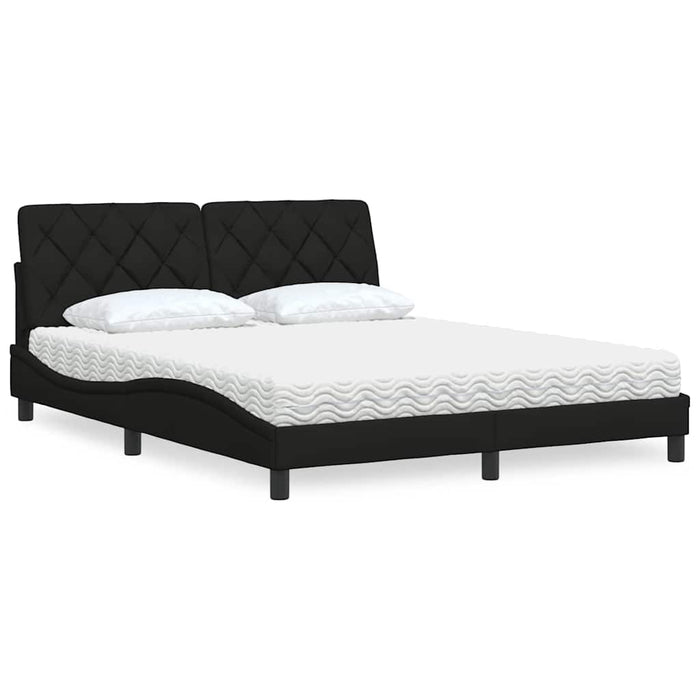 Pat cu saltea, negru, 160x200 cm, textil WALTI
