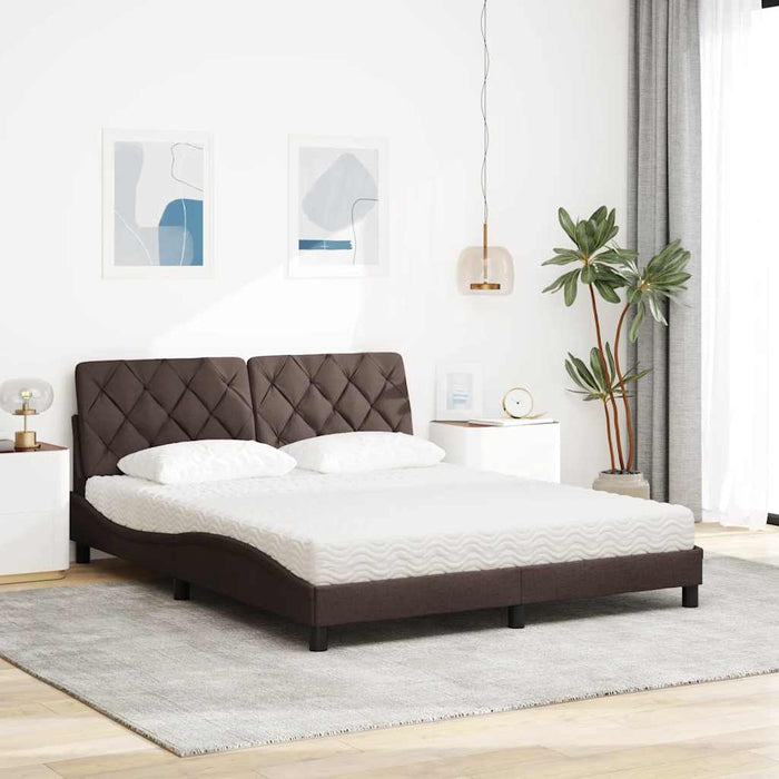 Pat cu saltea, maro închis, 160x200 cm, textil WALTI