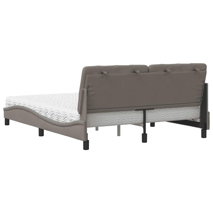 Pat cu saltea, gri taupe, 160x200 cm material textil WALTI
