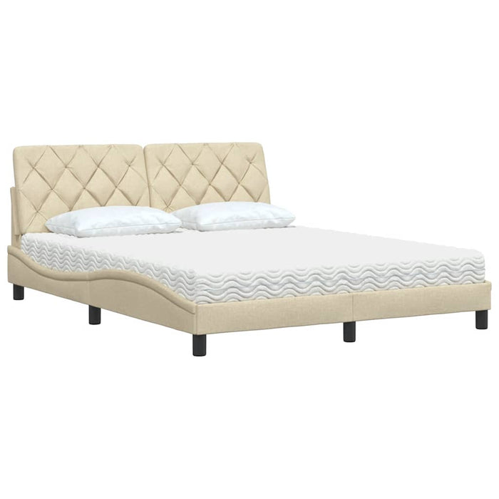 Pat cu saltea, crem, 160x200 cm, material textil WALTI