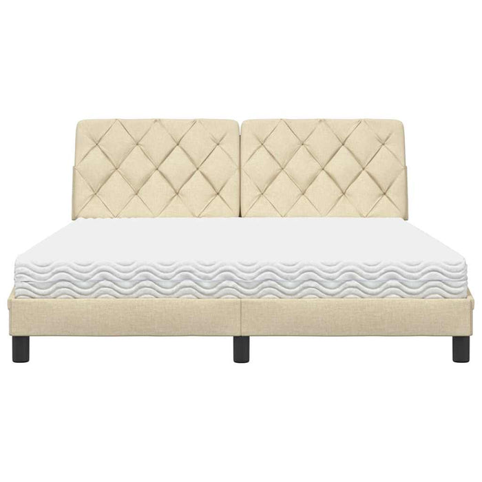 Pat cu saltea, crem, 160x200 cm, material textil WALTI