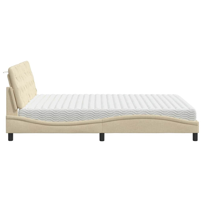 Pat cu saltea, crem, 160x200 cm, material textil WALTI