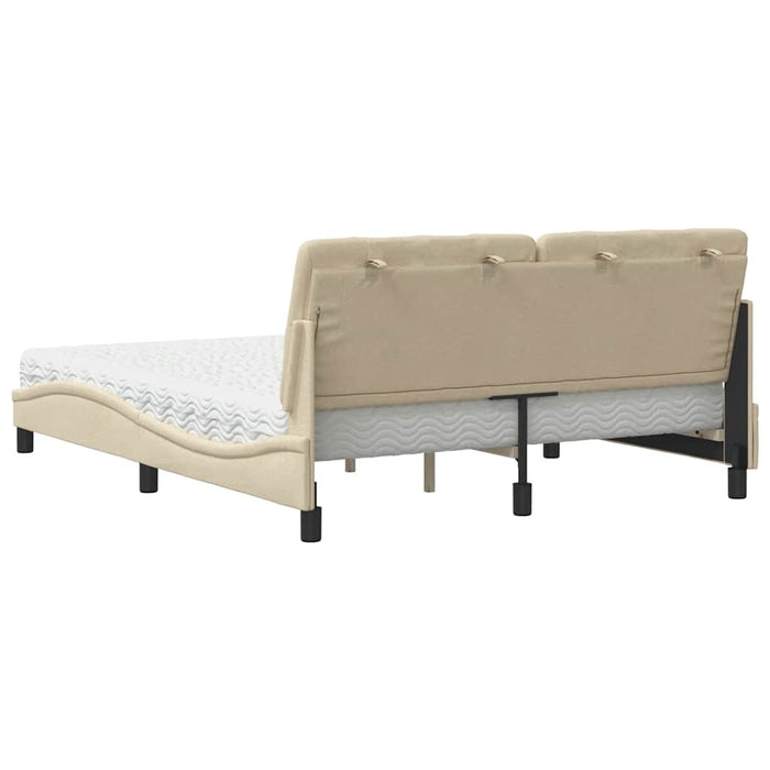 Pat cu saltea, crem, 160x200 cm, material textil WALTI