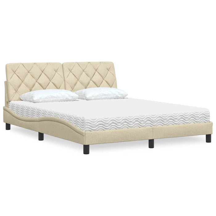 Pat cu saltea, crem, 160x200 cm, material textil WALTI