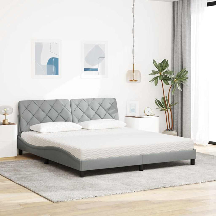 Pat cu saltea, gri deschis, 180x200 cm, material textil - WALTI WALTI