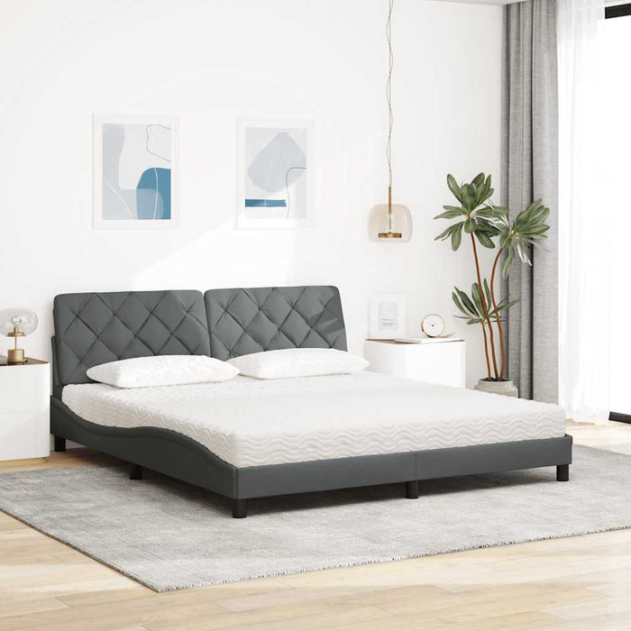 Pat cu saltea, gri închis, 180x200 cm, textil - WALTI WALTI