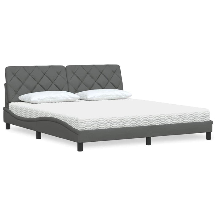 Pat cu saltea, gri închis, 180x200 cm, textil - WALTI WALTI