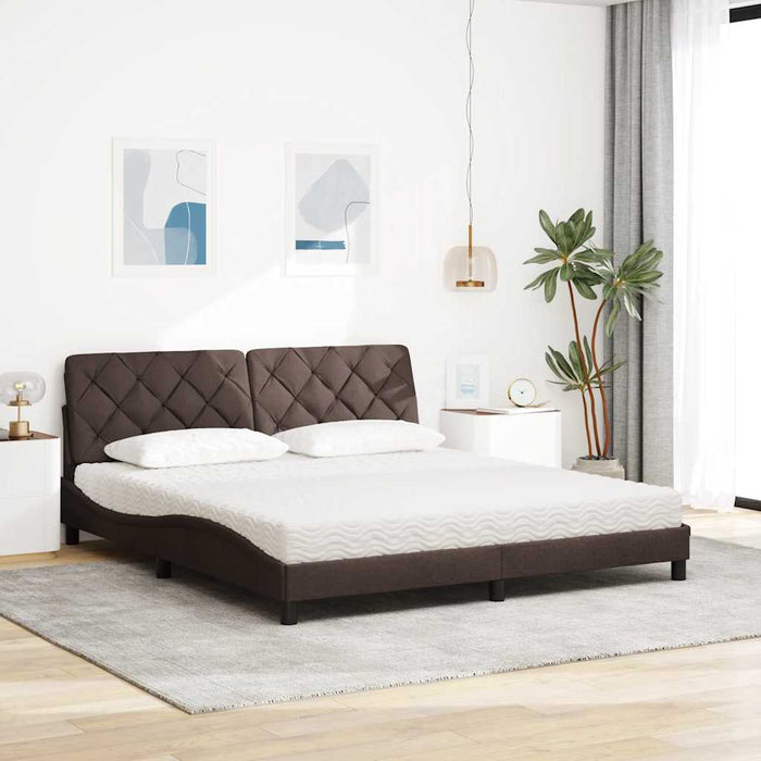 Pat cu saltea maro închis 180x200cm material textil WALTI