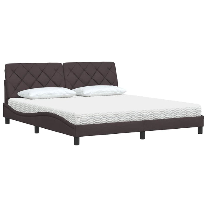 Pat cu saltea maro închis 180x200cm material textil WALTI