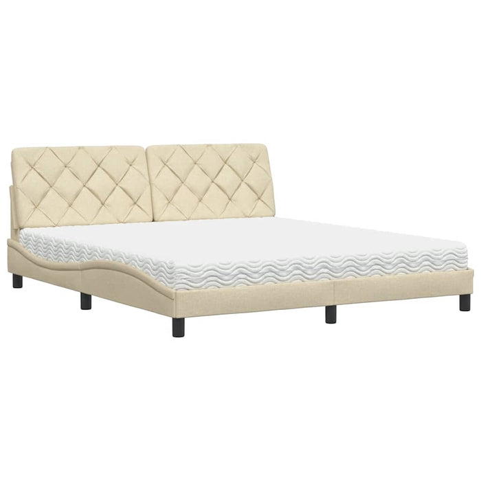 Pat cu saltea, crem, 180x200 cm, textil WALTI