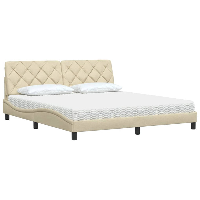 Pat cu saltea, crem, 180x200 cm, textil WALTI