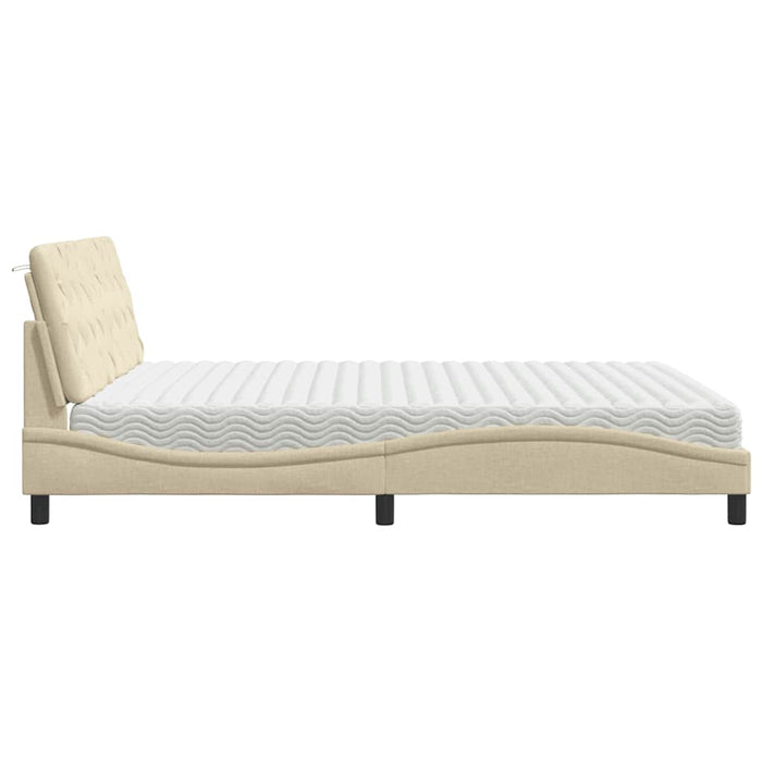 Pat cu saltea, crem, 180x200 cm, textil WALTI