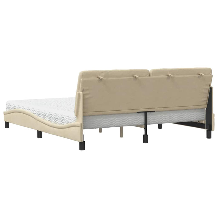 Pat cu saltea, crem, 180x200 cm, textil WALTI