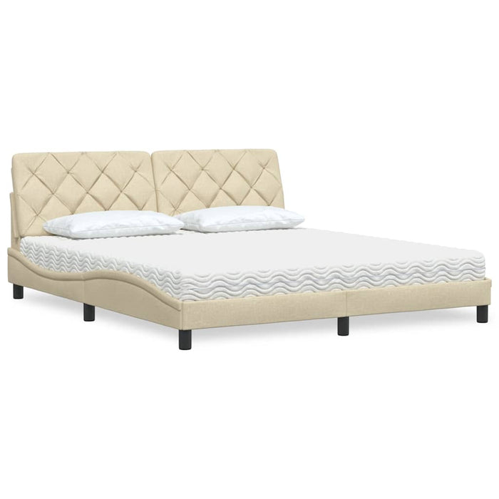 Pat cu saltea, crem, 180x200 cm, textil WALTI