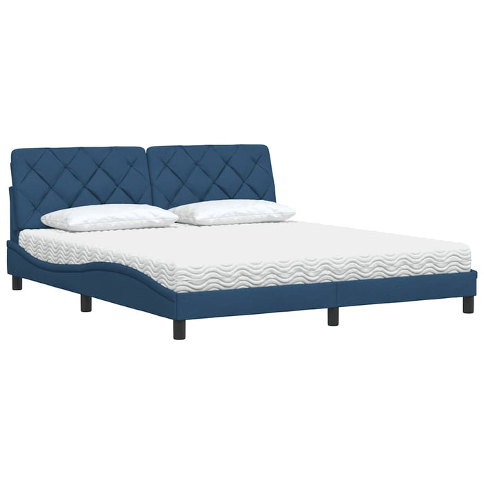 Pat cu saltea, albastru, 180x200 cm, material textil WALTI
