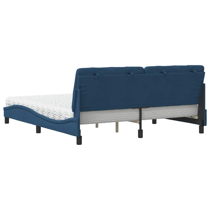 Pat cu saltea, albastru, 180x200 cm, material textil WALTI