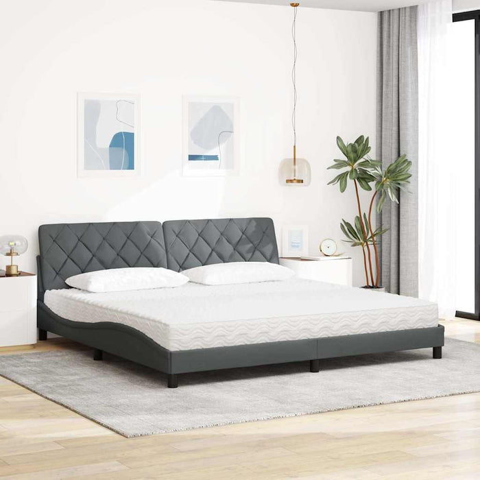 Pat cu saltea, gri închis, 200x200 cm, textil - WALTI WALTI