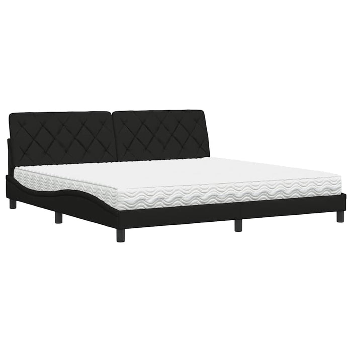 Pat cu saltea, negru, 200x200 cm, textil WALTI