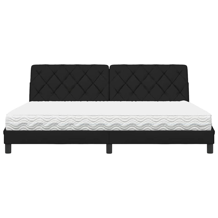 Pat cu saltea, negru, 200x200 cm, textil WALTI