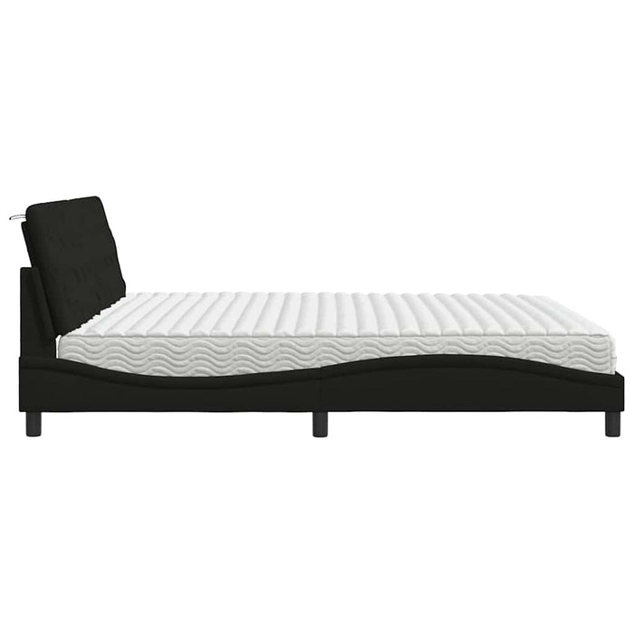 Pat cu saltea, negru, 200x200 cm, textil WALTI