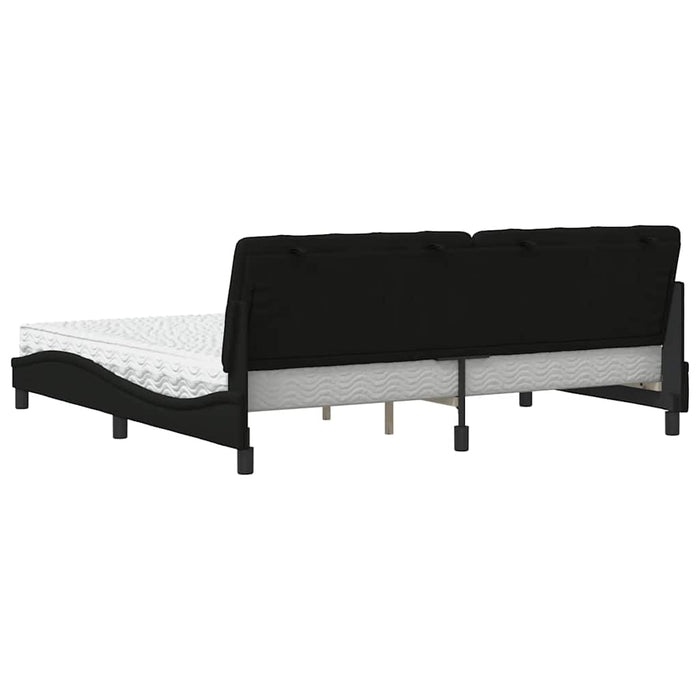 Pat cu saltea, negru, 200x200 cm, textil WALTI