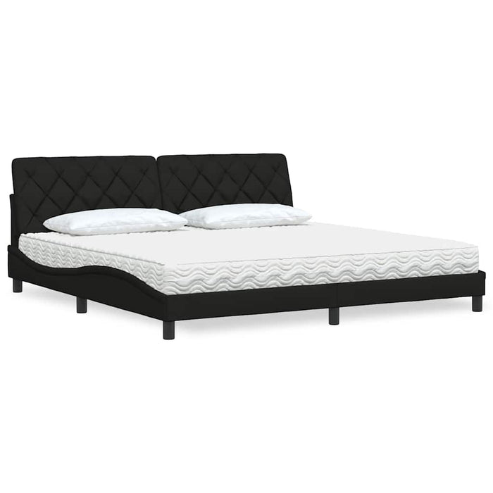 Pat cu saltea, negru, 200x200 cm, textil WALTI