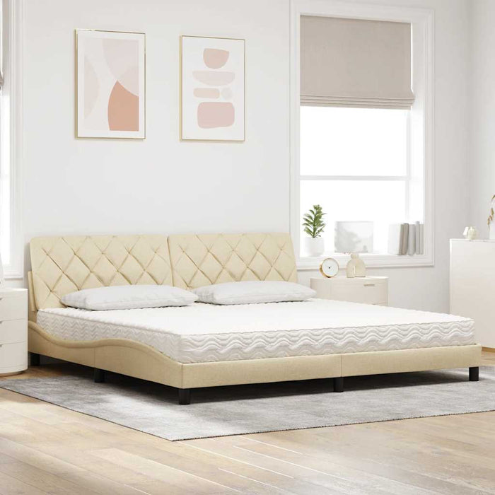 Pat cu saltea, crem, 200x200 cm, textil WALTI