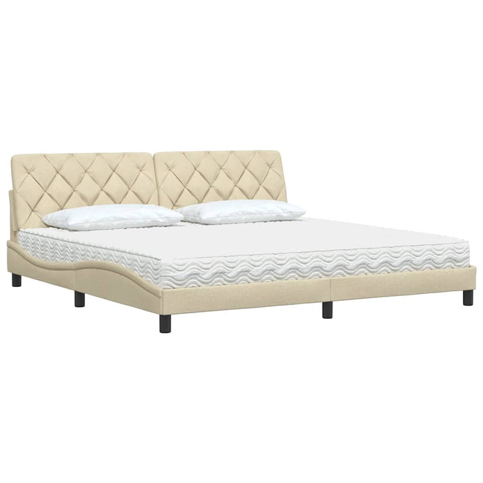 Pat cu saltea, crem, 200x200 cm, textil WALTI