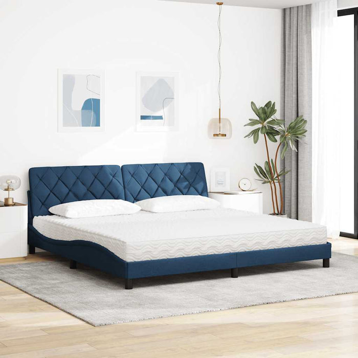 Pat cu saltea, albastru, 200x200 cm, textil - WALTI WALTI