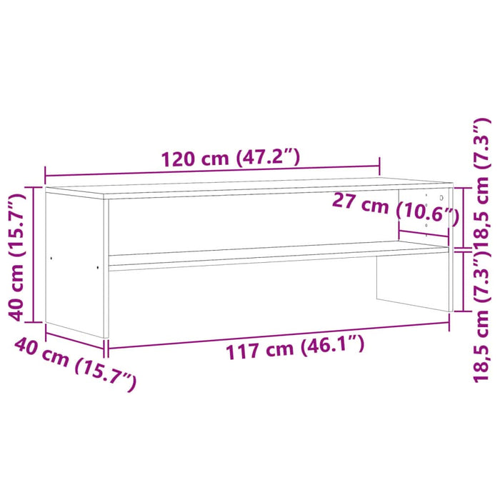 Dulap TV, stejar artizanal, 120x40x40 cm, lemn prelucrat - WALTI WALTI