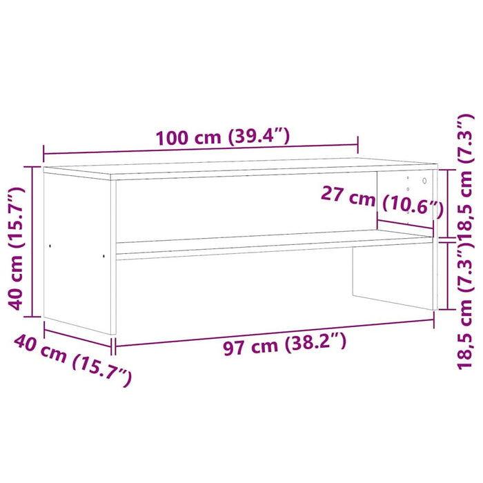 Dulap TV, stejar artizanal, 100x40x40 cm, lemn prelucrat - WALTI WALTI