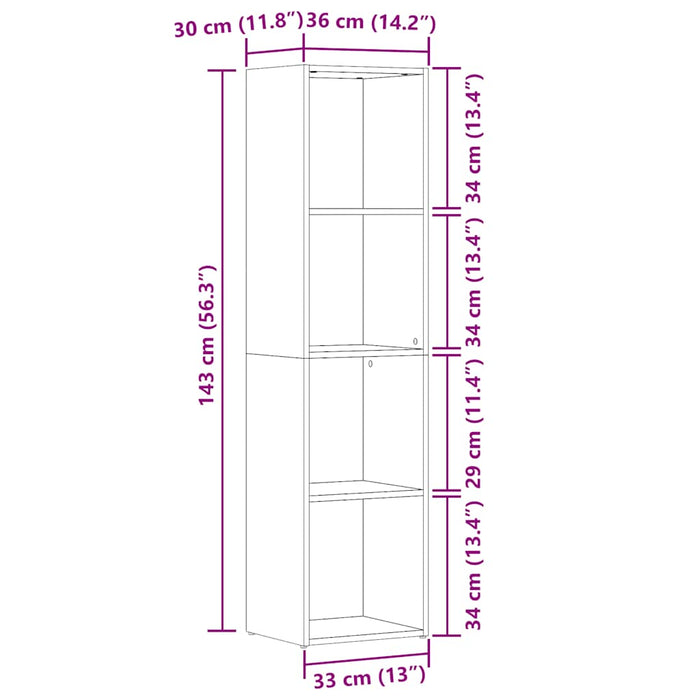 Dulap cu cărți din lemn vechi 36x30x114 cm din lemn prelucrat - WALTI WALTI