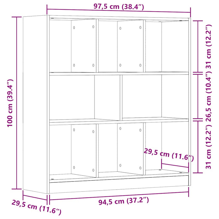 Dulap cu cărți lemn vechi 97,5x29,5x100 cm din lemn prelucrat - WALTI WALTI