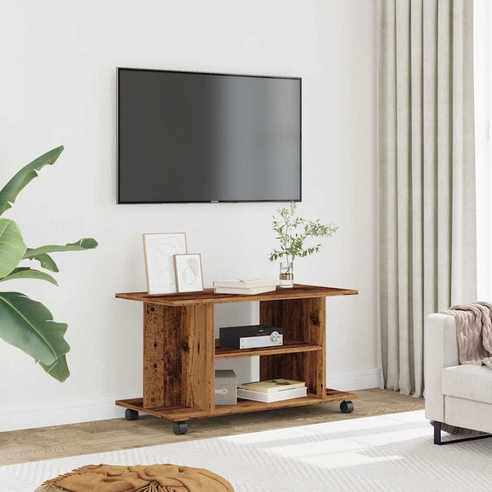 Dulap TV cu roți, lemn vechi, 80x40x45 cm, lemn prelucrat - WALTI WALTI