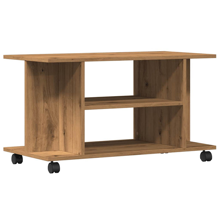 Dulap TV cu roți, stejar artizanal, 80x40x45 cm, lemn prelucrat - WALTI WALTI
