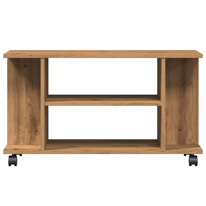 Dulap TV cu roți, stejar artizanal, 80x40x45 cm, lemn prelucrat - WALTI WALTI