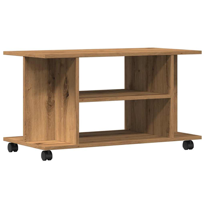 Dulap TV cu roți, stejar artizanal, 80x40x45 cm, lemn prelucrat - WALTI WALTI