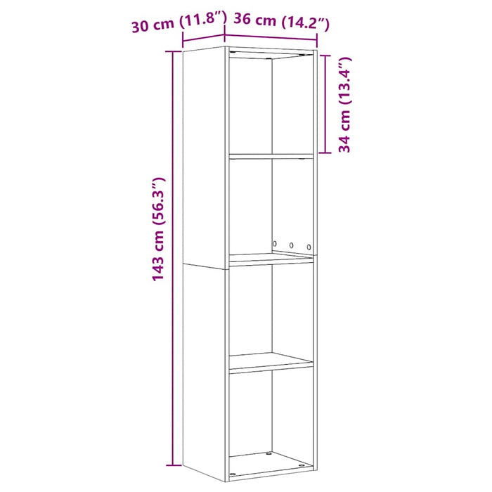 Dulap cu cărți/Dulap TV Lemn vechi 36x30x143cm Lemn prelucrat - WALTI WALTI