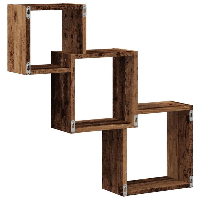 Rafturi de perete, cub, lemn vechi, 68x15x68 cm, lemn prelucrat - WALTI WALTI