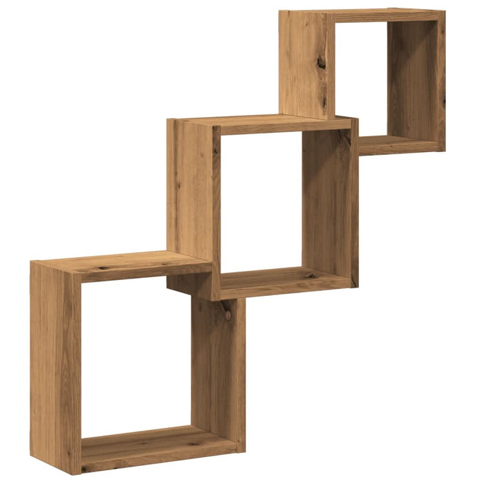Rafturi cub perete stejar artizanal 68x15x68 cm, lemn prelucrat - WALTI WALTI