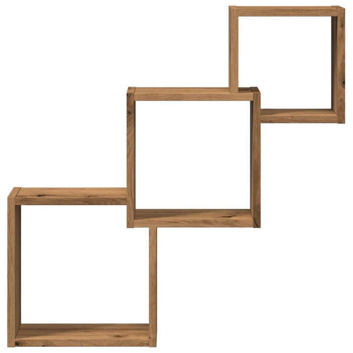 Rafturi cub perete stejar artizanal 68x15x68 cm, lemn prelucrat - WALTI WALTI