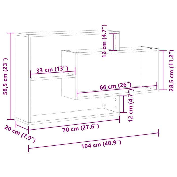 Raft de perete, lemn vechi, 104x20x58,5 cm, lemn prelucrat - WALTI WALTI