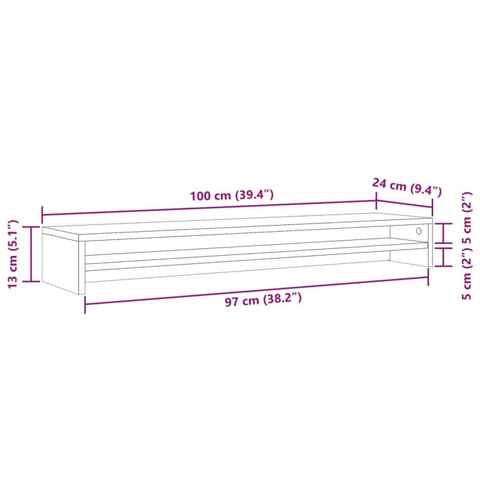 Suport monitor, lemn vechi, 100 x 24 x 13 cm, lemn prelucrat - WALTI WALTI