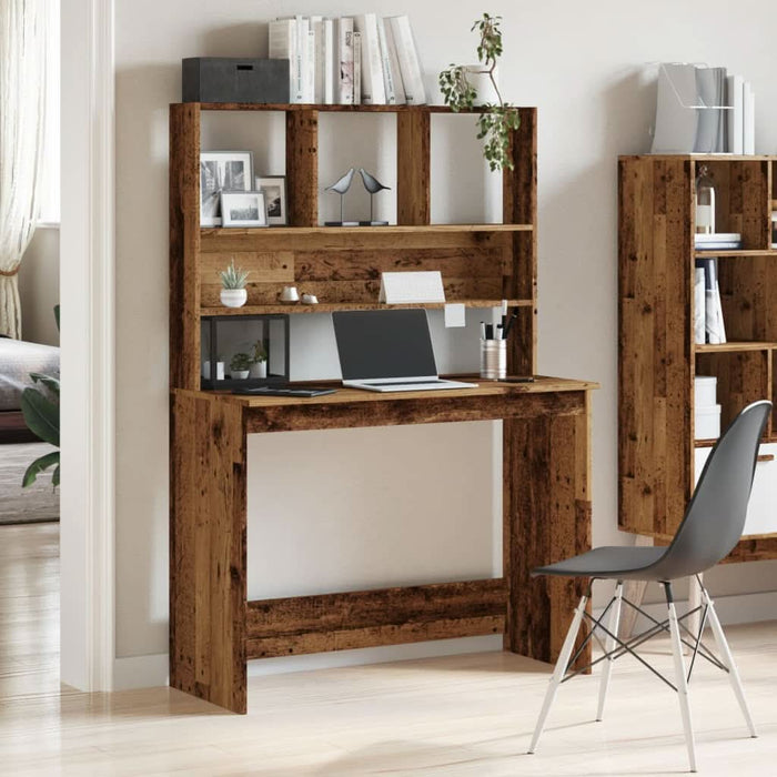 Birou cu rafturi, lemn vechi, 102x45x148 cm, lemn prelucrat - WALTI WALTI