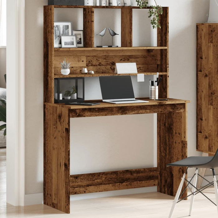 Birou cu rafturi, lemn vechi, 102x45x148 cm, lemn prelucrat - WALTI WALTI
