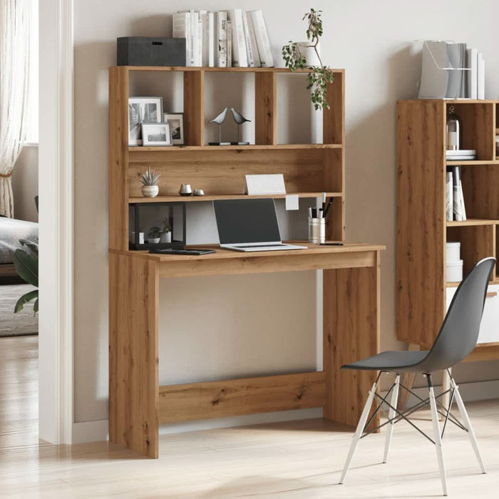 Birou cu rafturi stejar artizanal 102x45x148 cm, lemn prelucrat - WALTI WALTI