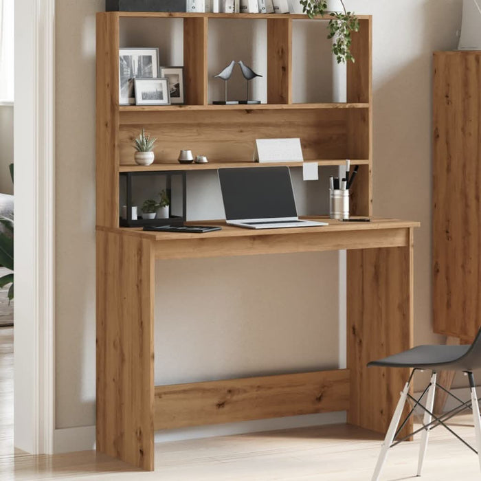 Birou cu rafturi stejar artizanal 102x45x148 cm, lemn prelucrat - WALTI WALTI