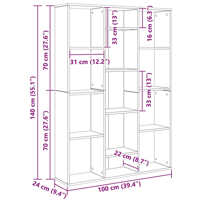 Separator cameră/Bibliotecă, Lemn vechi, 100x24x140 cm, PAL - WALTI WALTI